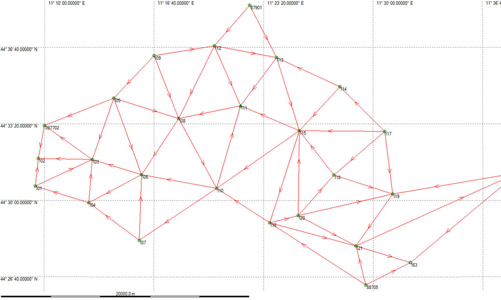 Progettazione e misurazione di reti geodetiche per cartografia